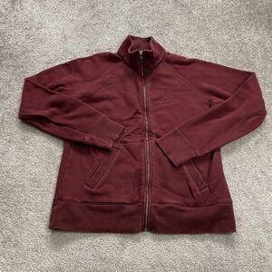 Columbia Sweatshirt Womens Large Maroon Full Zip Fleece Raglan Cotton Outdoor
